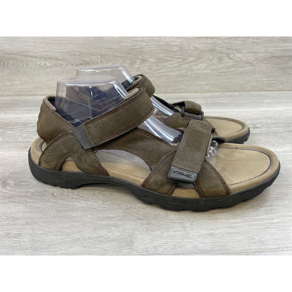 Teva Hudson Men's Sandal 13 Brown Leather‎ Outdoor Hiking Trail Comfort Shoes